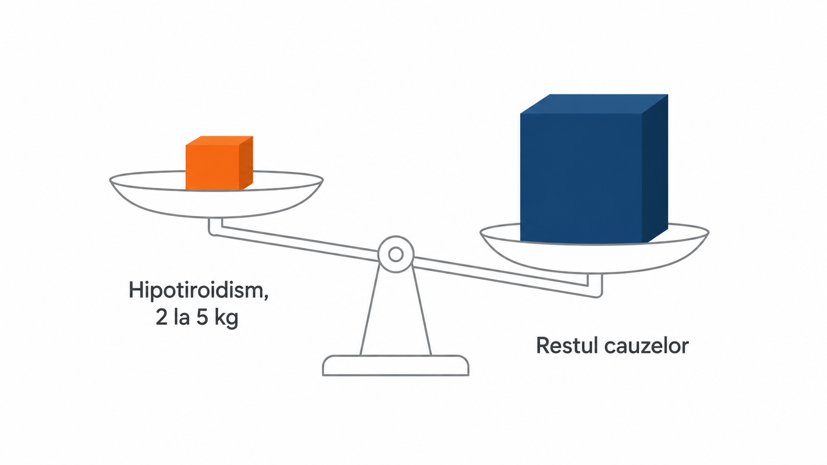 Grafic care arată că hipotiroidismul explică doar 2 la 5 kilograme din greutate 