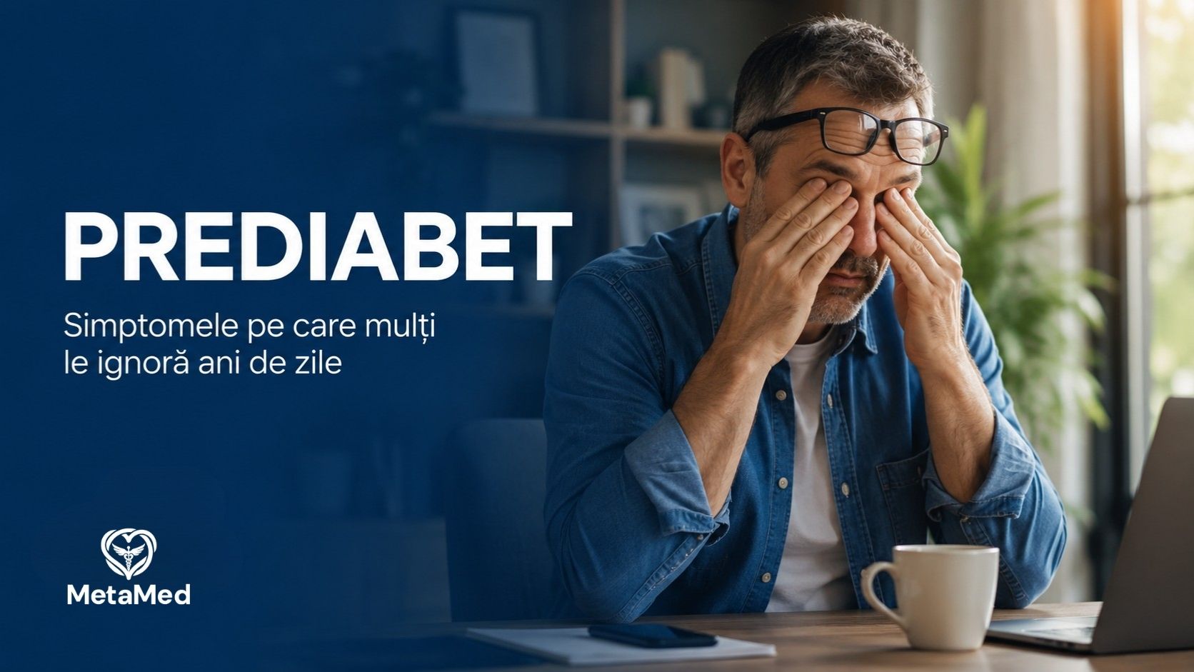 Bărbat obosit la birou, oboseala ca simptom de prediabet