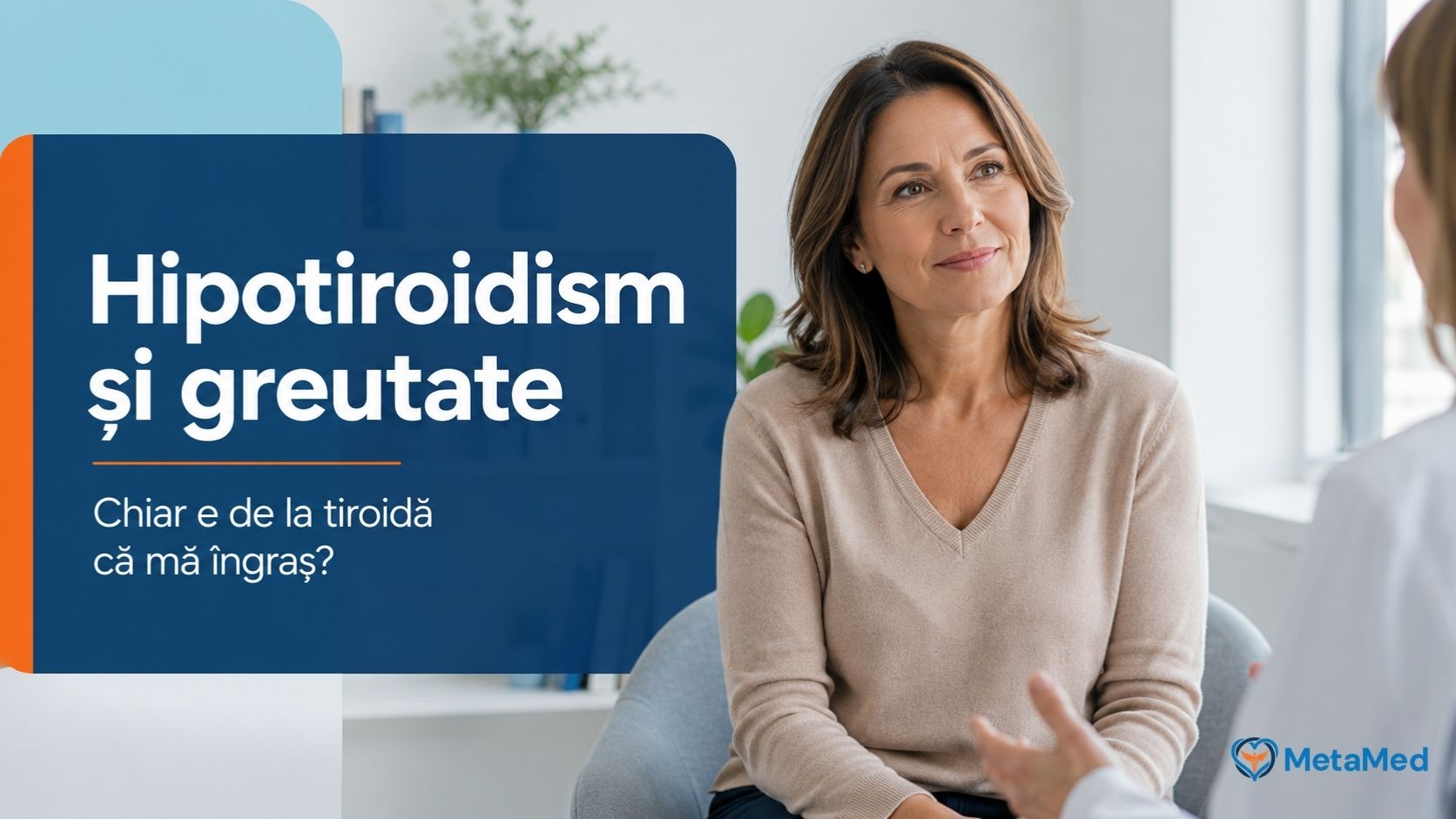 Femeie la consult endocrinologic pentru hipotiroidism și probleme de greutate